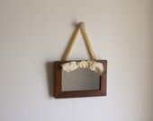 Decorative Wood Wall Mirror, reclaimed, recycled wooden wall mirror, yellow ribbon