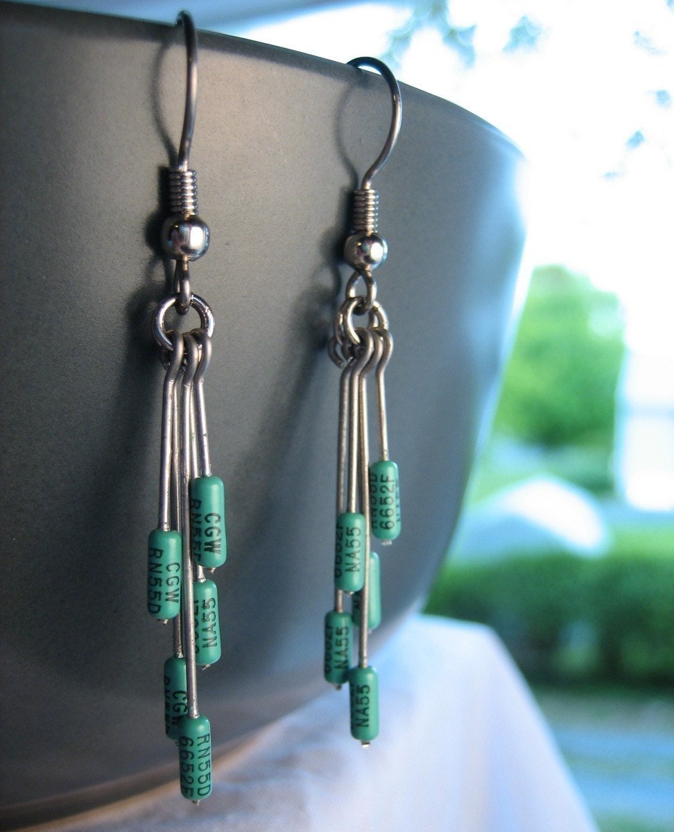 Pretty green resistor earrings