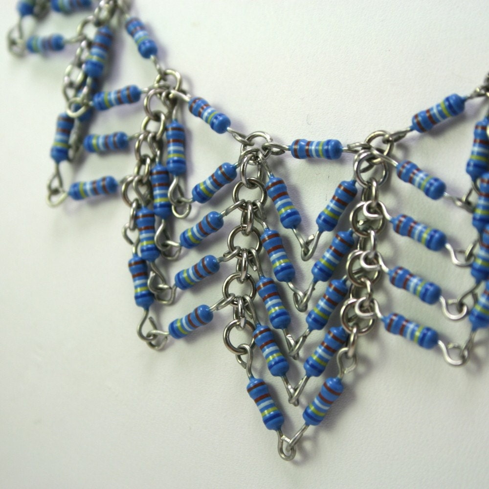 Fancy Blue resistor necklace