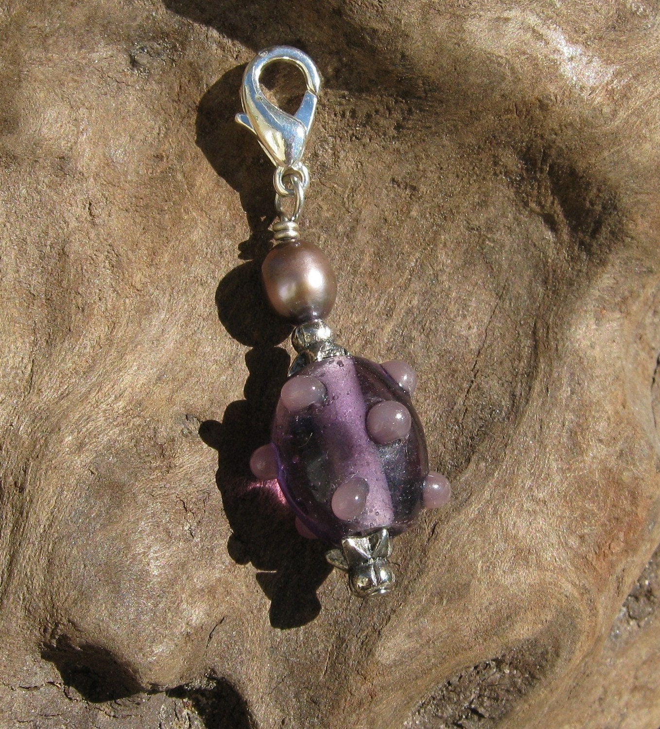 Shimmering Purple Beaded Zipper Pull Charm