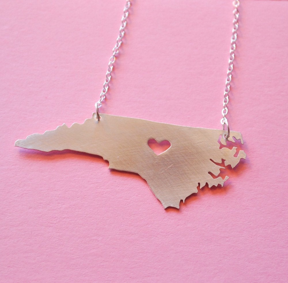 Heart of North Carolina-Recycled Silver Necklace