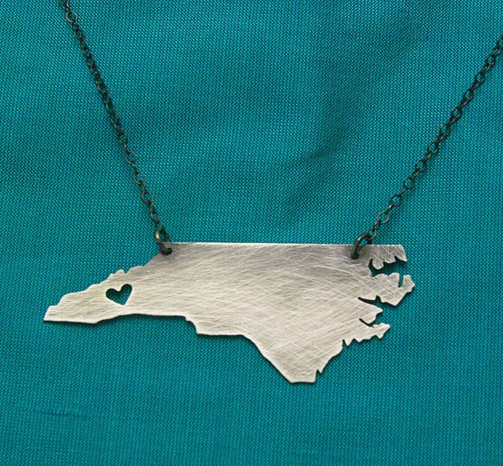 NC Necklace with Heart over Asheville Buncombe County in either finish