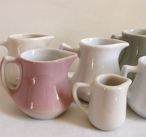 Set of 7 vintage pastel creamers