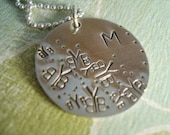 hand stamped personalized single handstamped initial sterling silver necklace BUTTERFLY...