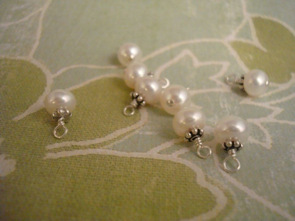 hand wrapped white button freshwater pearl add on...