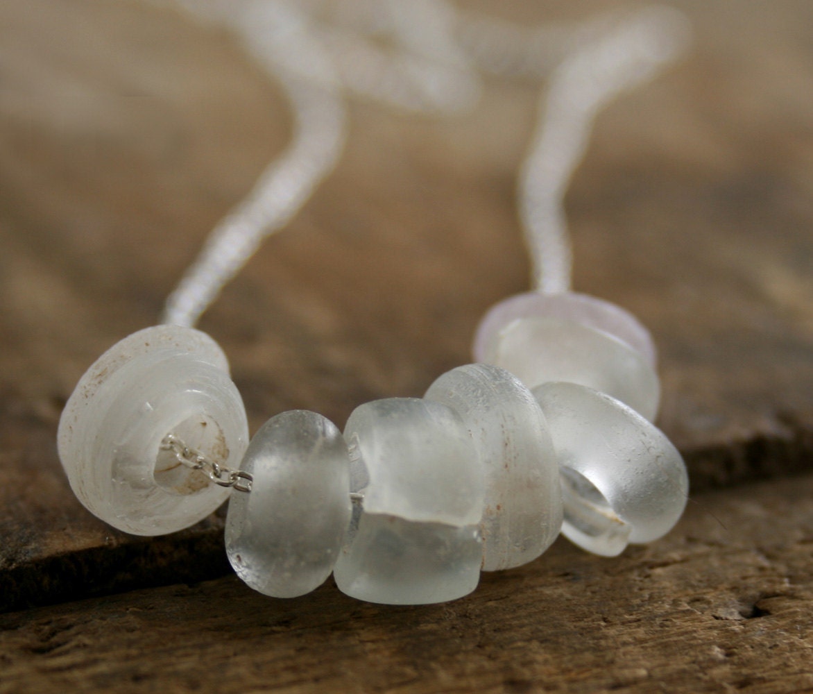 Seasalt- petite Necklace frosty glass and sterling silver  Seven jewerly