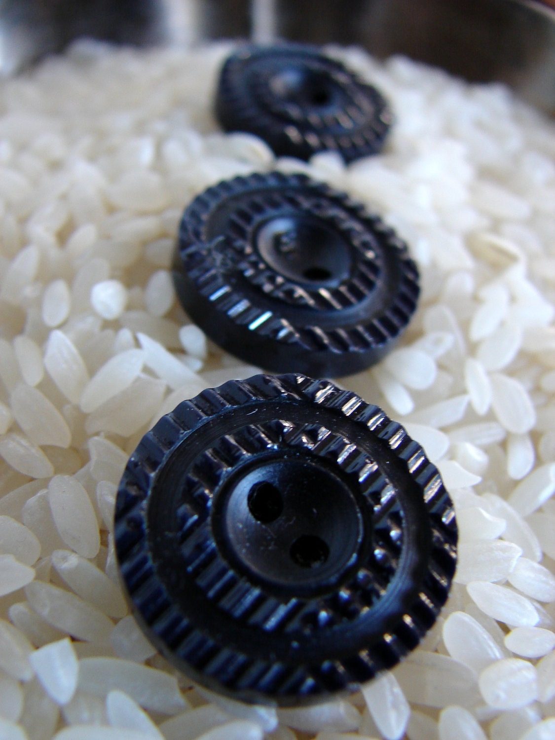 Button Button Button Upcycled Magnet Set OOAK Noir