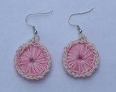 Crocheted Sunburst Medallion Earrings--Berries & Cream