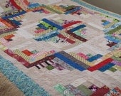 SALE Scrappy Log Cabin Quilt