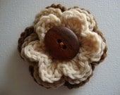 Rustic simple brown flower brooch with Australian timber wood button