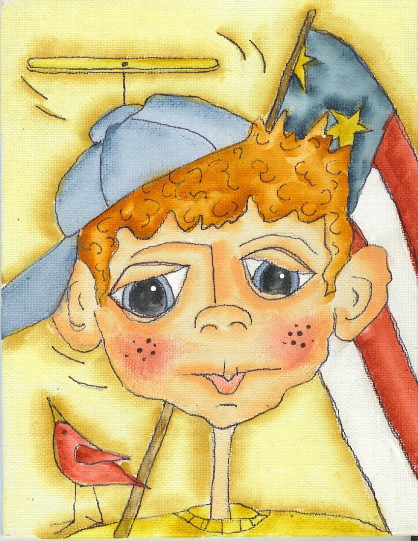 Hafair MHA CaaT Americana Boy and his Flag Canvas Painting