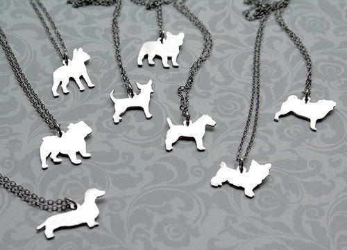 Argentium Silver Custom Puppy Silhouette Necklace