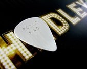 Sterling silver guitar pick - gifts for him, gifts for men, Fathers Day, music lover, keepsake, custom stamped message,
