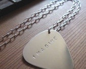 Sterling silver guitar pick necklace - custom stamped - gift for him, Fathers Day, gift for men