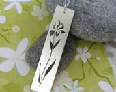 Iris bar sterling silver bar necklace, gardener, irises, bearded irises, spring summer birthday, botanical, Mothers Day, for MOM