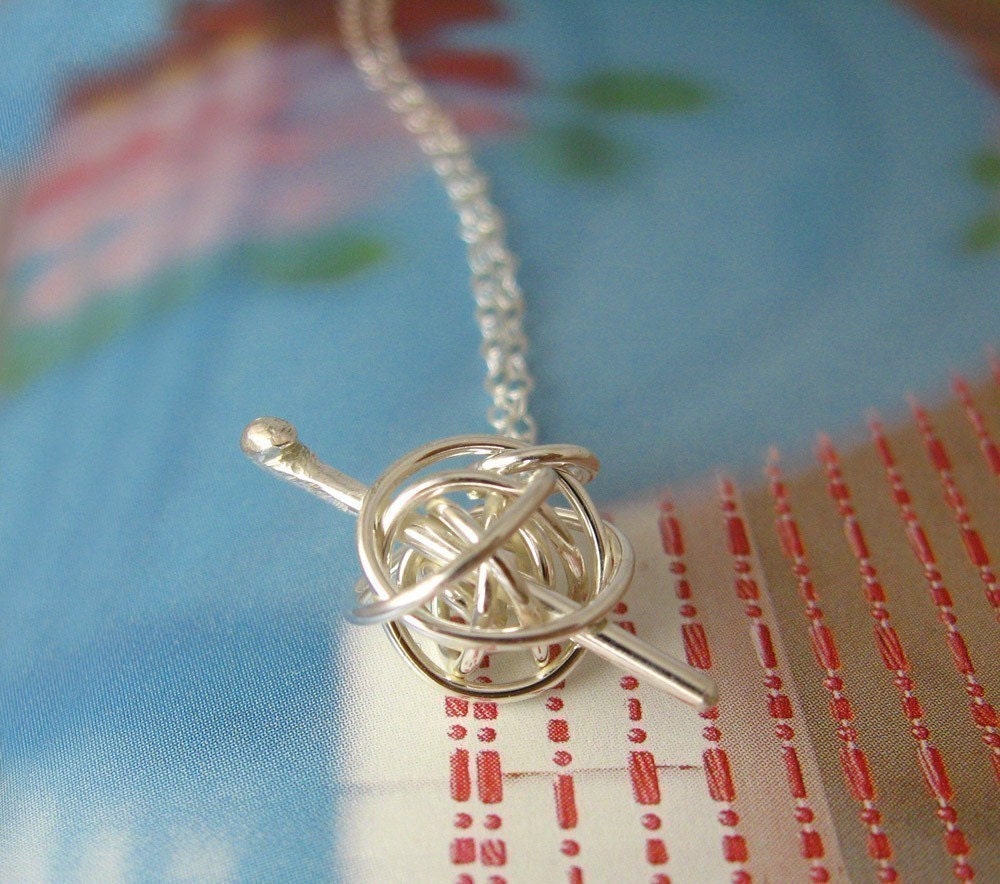 Crochet me somethin' necklace, gift for crocheter, crocheting necklace - handmade in sterling silver
