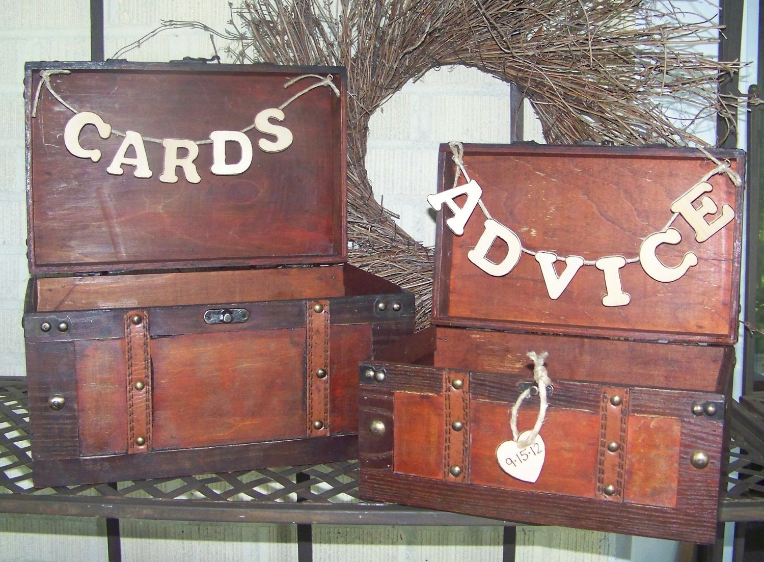 Cards and Advice Banners with Wooden Heart
