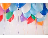 Party Balloons, 8x12 Fine Art Photograph, Still Life Photo, Balloons Photo, Red, Blue, White, Green, Purple, Wall Decor