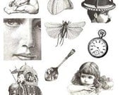 Black white clip art images Digital Collage Sheet No.115