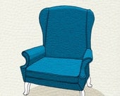wingback (cerulean lace) - 5x7 print