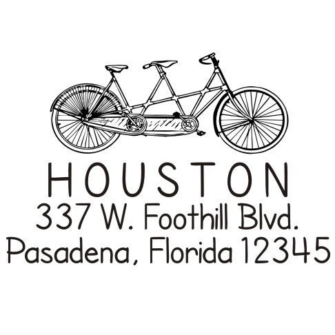 Stamp - Tandem Bike Return Address Rubber Stamp Custom address Labels --2374