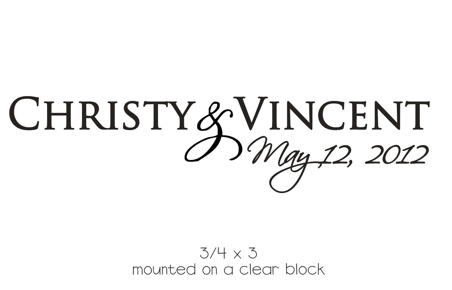 Script monogram rubber stamp with wedding date great for custom wedding favors --5541