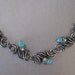 Vintage Acorns Bracelet Silver tone with Faux Turquoise and Pearls 1940s style