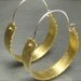 Brass and Sterling Silver Earrings.  Simple Textured Hoop Earrings.