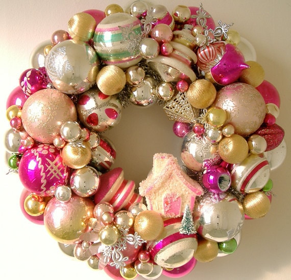 Vintage Christmas Ornaments Wreath Cottage