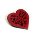 Heart Brooch, Valentine, Carved Gourd Pin, Blood Red, Black