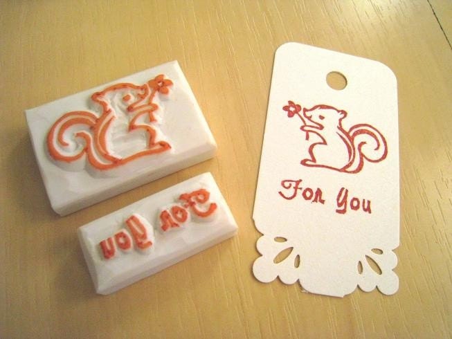 From Little Squirrel with Love - Set of 2 Handcarved Stamps