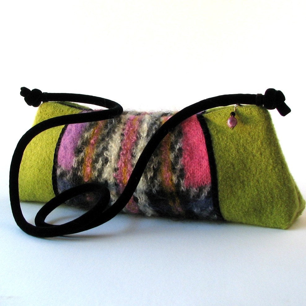 Chartreuse and Plaid Mohair Purse