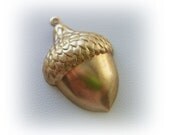 3 Large ACORN Brass Charms and Jewelry Findings (BD)
