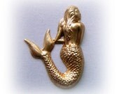 2 - Large MERMAID Raw Brass Raw Brass Charm - Stamping - Jewelry Findings (BD)