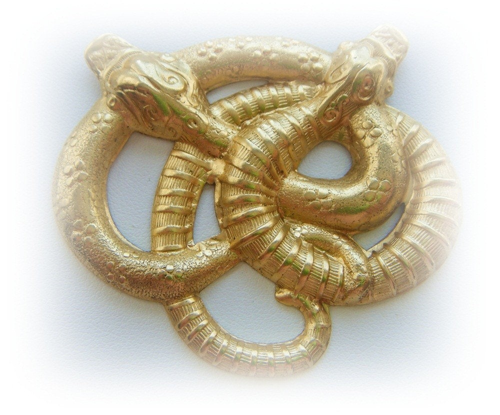 1 - Entwined GARDEN SNAKE Raw Brass Jewelry Findings (F)