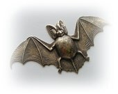1 - Large BAT - Gothic Motif Pendant Antique Ox Brass Finish - BOX Jewelry Findings (F-50)