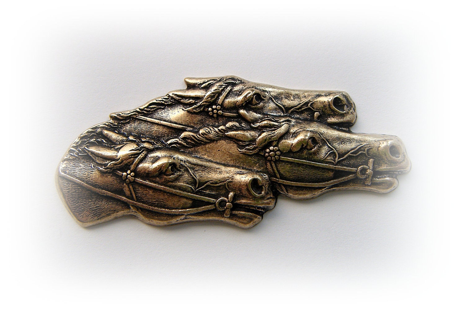 Racing Horses Antique Ox Brass Stamping  - BOX Jewelry Findings (C-9)