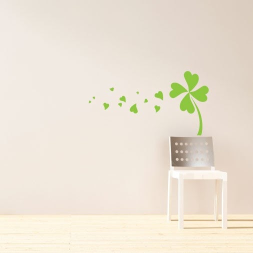 Run of Luck Shamrock - - Vinyl Wall Decal Graphic Art Sticker Home Decor