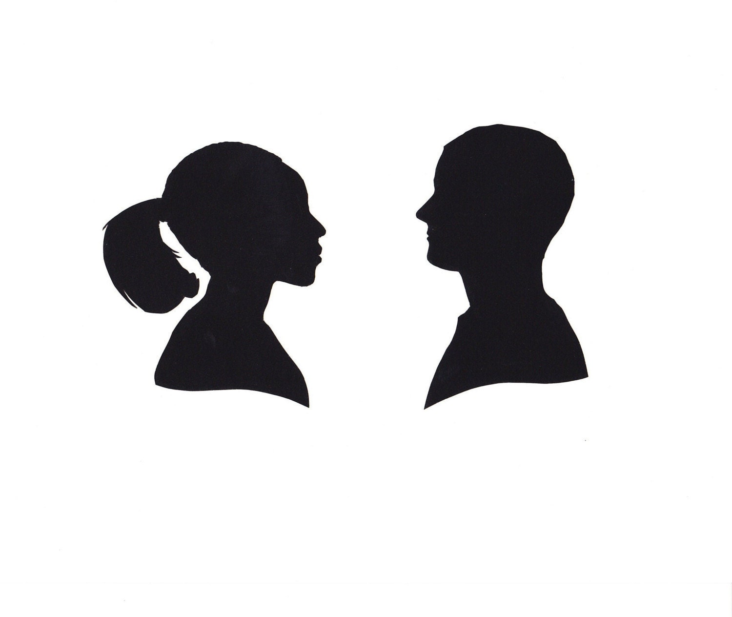 Custom Silhouette Portrait Papercut Pair