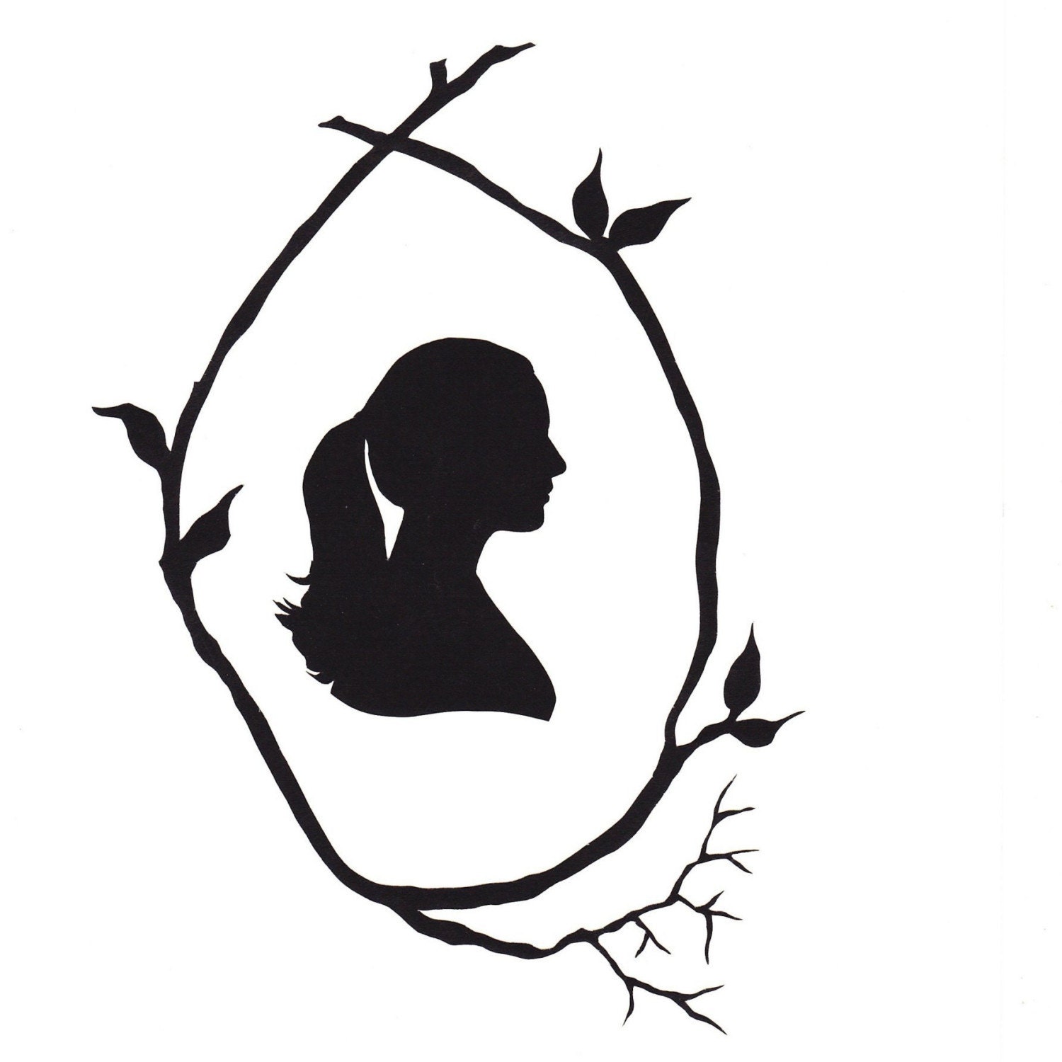 Custom Silhouette Portrait with Oval Vine Papercutting