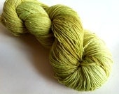 NEW Free at Last Hand Dyed 100 PERCENT Superwash Fingering Sock Weight knitting crochet yarn Spring Green Gold Olive