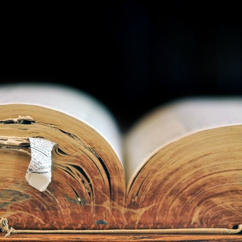 Still Life Book Photograph, Tome, 5x5 Print, Classic Old Book Photo, Brown, Black, Macro Photography