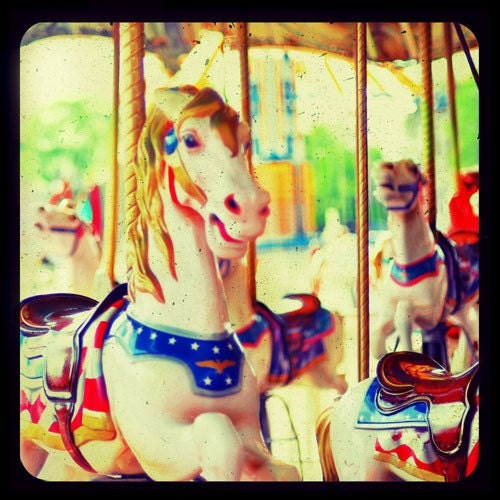 Carousel Photograph, 8x8 Print, Carnival Photography, Bright, Nursery Decor