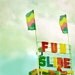 Carnival Photography, Fun Slide, 5x5 Print, Bright Color, Sign Photo, Blue Sky