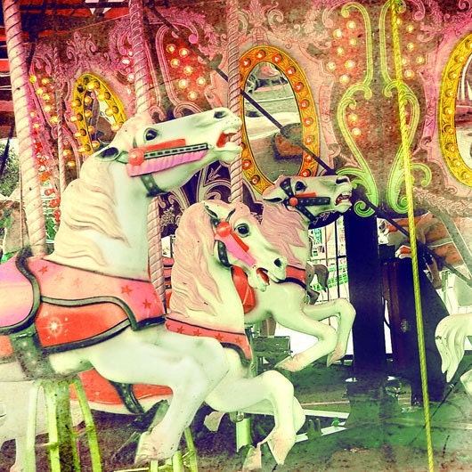 Carousel Photograph, Summer Candy,  5x5 Merry Go Round Horses Print