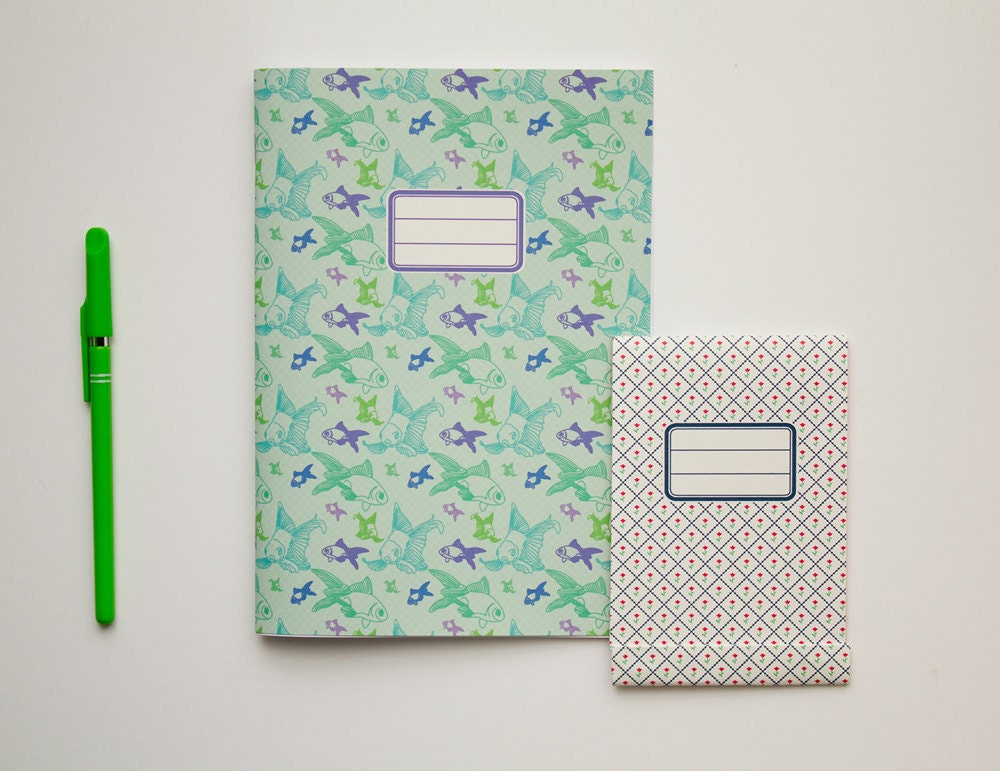 Custom notebook and big notepad - pack of 2 (one of each) - custom patterns and colors