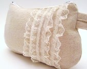 ECO WRISTLET PURSE BAG  Lace Pretties in unbleached cotton by LMcreation on Etsy