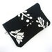 Passport Wallet Zipper Purse - White Flowers on Black and Navy