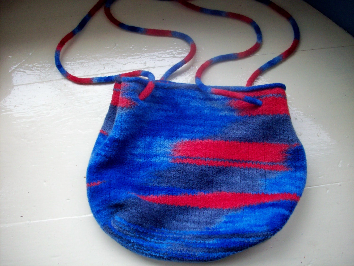 Tote Bag Unique Fun Felt -  blue gray Red Lightning