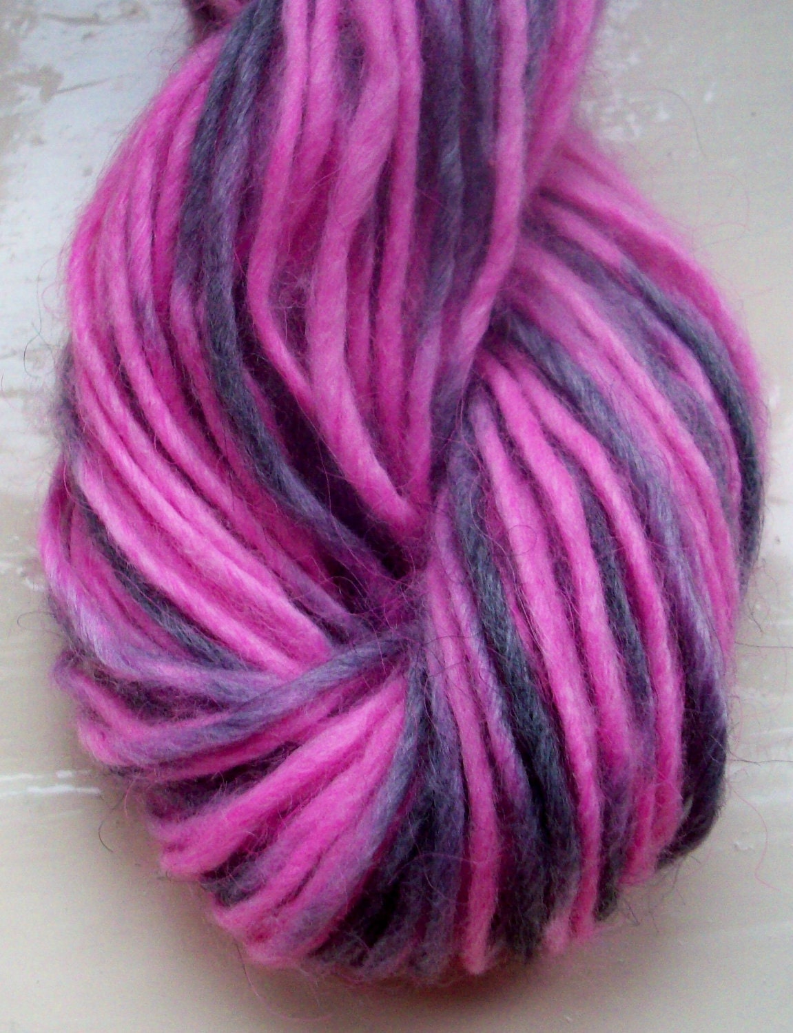 Hand painted yarn 50g pink slate gray charcoal